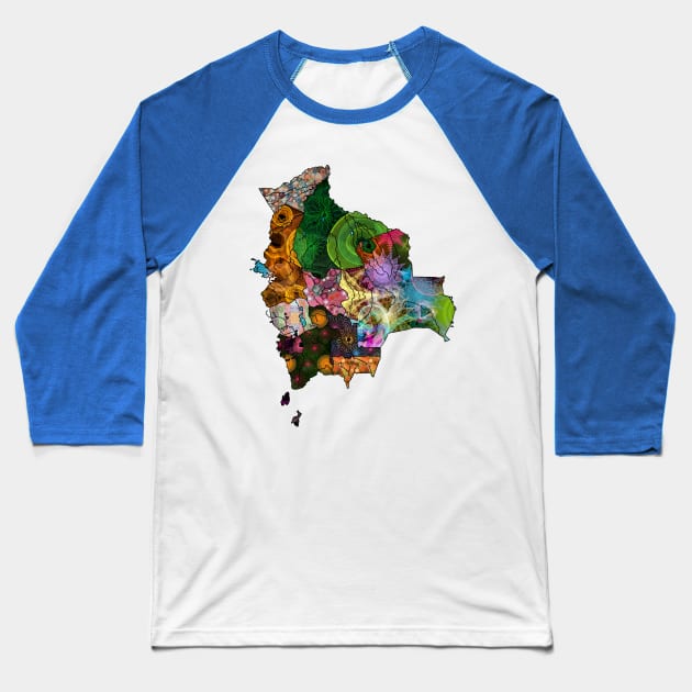 Spirograph Patterned Bolivia Administrative divisions Map Baseball T-Shirt by RachelEDesigns